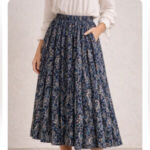 Liberty of London Vintage Pleated Midi Skirt Ditzy Floral Wool NWT Size XL
